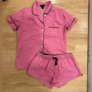 J. Crew Short Pink Pajama Set with Green Paisley